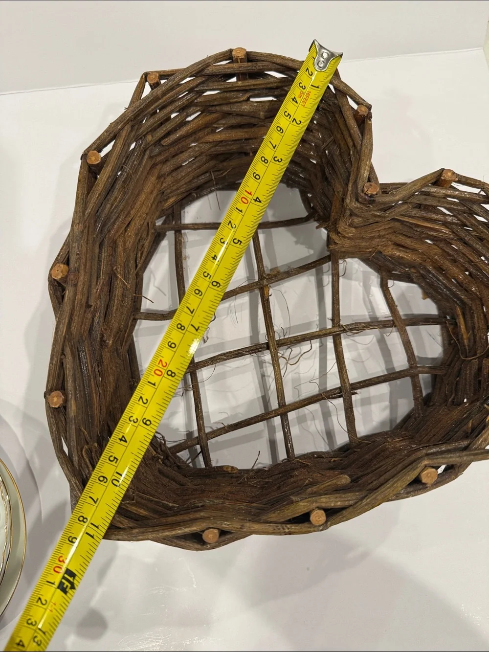 Rustic Heart-Shaped Grapevine Twig Basket - Brown